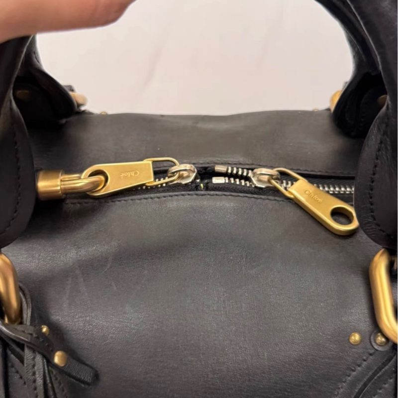 Chloe Paddington鎖頭包牛皮純色旅行手提包 黑色-10