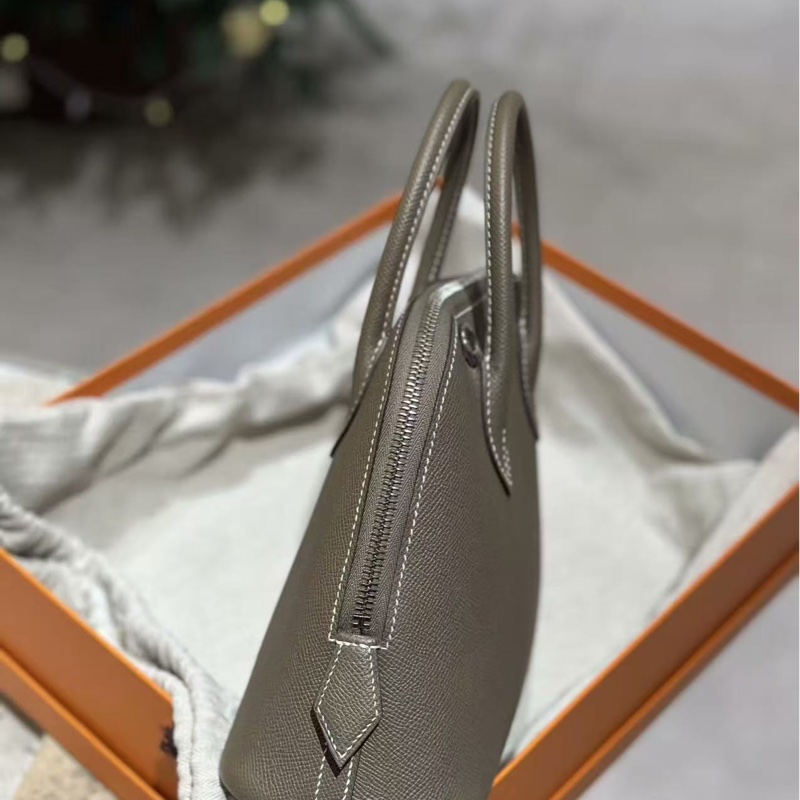 Hermes 保齡球包 25公分大象灰銀扣epsom皮 全新閒置配件塵袋盒子-3