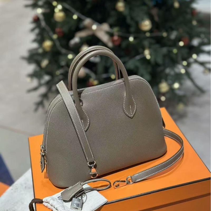 Hermes 保齡球包 25公分大象灰銀扣epsom皮 全新閒置配件塵袋盒子-6