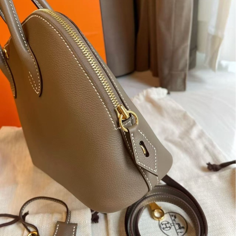 Hermes 保齡球包 25公分大象灰金扣epsom皮 全新閒置配件塵袋盒子-5