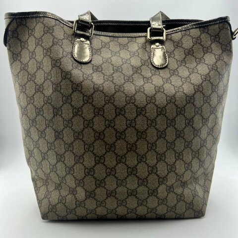 古馳 雙 G 印花帆布購物袋托特包