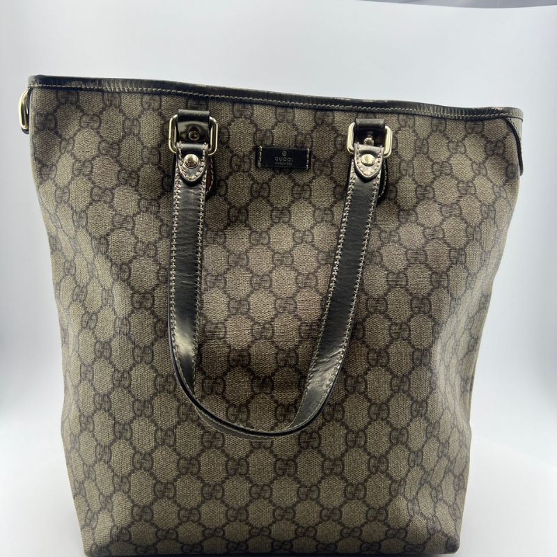 古馳 雙 G 印花帆布購物袋托特包-8