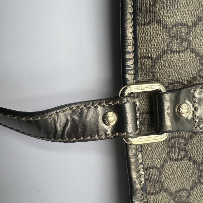 古馳 雙 G 印花帆布購物袋托特包-17