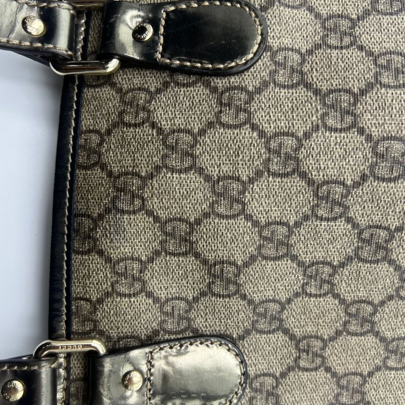 古馳 雙 G 印花帆布購物袋托特包-18