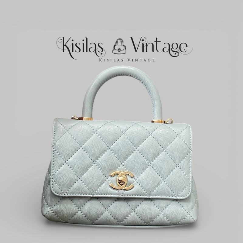 Chanel CocoHandel mini 22P淺藍色-0