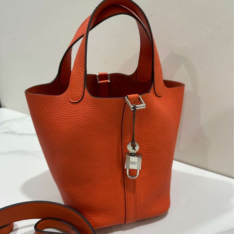 HERMÈS Picotin 菜籃子 18橘色 C刻-8
