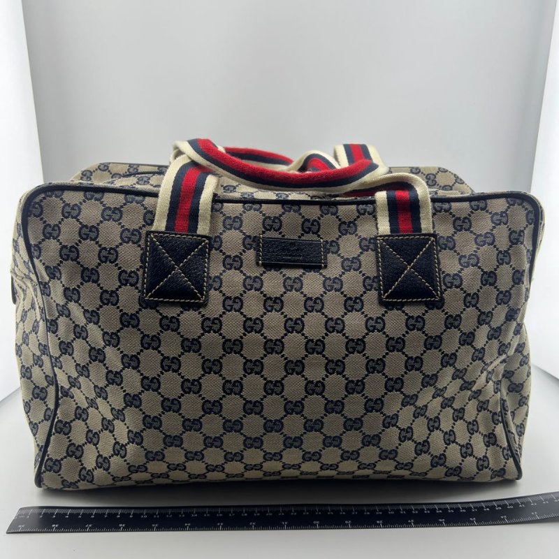 古馳 經典雙 G 老花帆布波士頓包-6