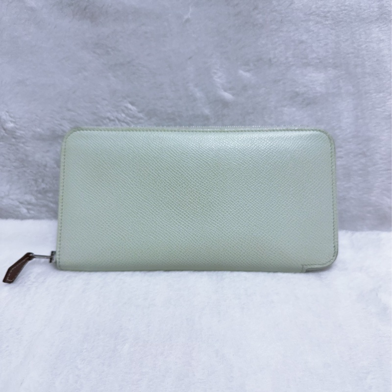 《招財綠 狗來富 好多狗狗》Hermes愛馬仕氣泡綠絲巾長夾 花園狗Silk In Epsom小牛皮拉鏈長夾-6