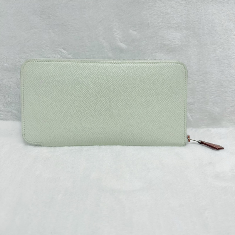 《招財綠 狗來富 好多狗狗》Hermes愛馬仕氣泡綠絲巾長夾 花園狗Silk In Epsom小牛皮拉鏈長夾-7