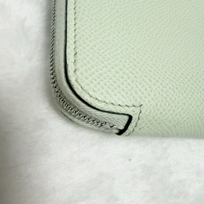 《招財綠 狗來富 好多狗狗》Hermes愛馬仕氣泡綠絲巾長夾 花園狗Silk In Epsom小牛皮拉鏈長夾-12