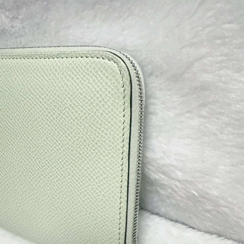 《招財綠 狗來富 好多狗狗》Hermes愛馬仕氣泡綠絲巾長夾 花園狗Silk In Epsom小牛皮拉鏈長夾-17