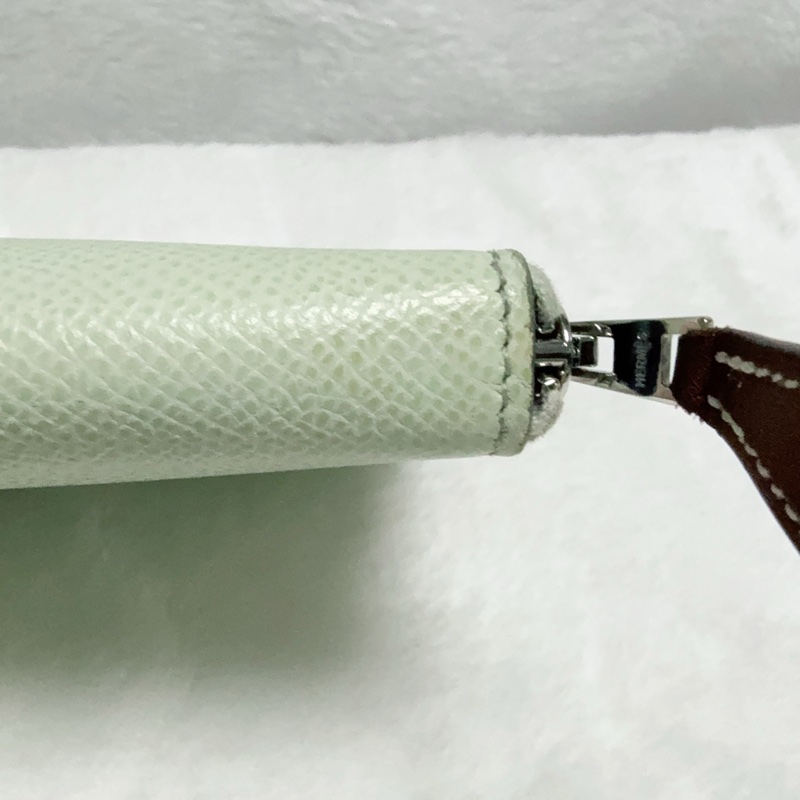 《招財綠 狗來富 好多狗狗》Hermes愛馬仕氣泡綠絲巾長夾 花園狗Silk In Epsom小牛皮拉鏈長夾-20