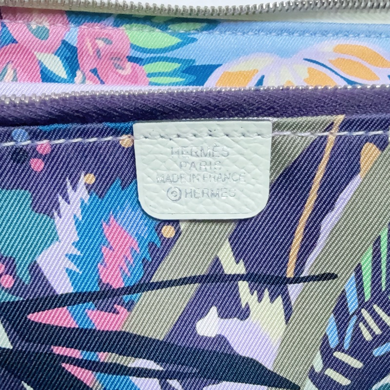 《招財綠 狗來富 好多狗狗》Hermes愛馬仕氣泡綠絲巾長夾 花園狗Silk In Epsom小牛皮拉鏈長夾-28
