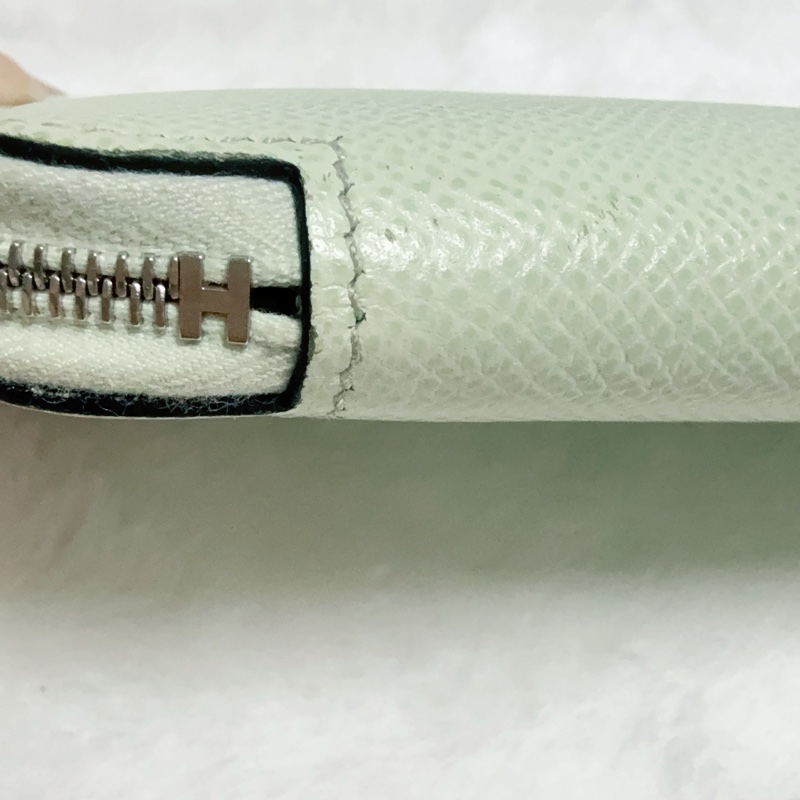 《招財綠 狗來富 好多狗狗》Hermes愛馬仕氣泡綠絲巾長夾 花園狗Silk In Epsom小牛皮拉鏈長夾-35