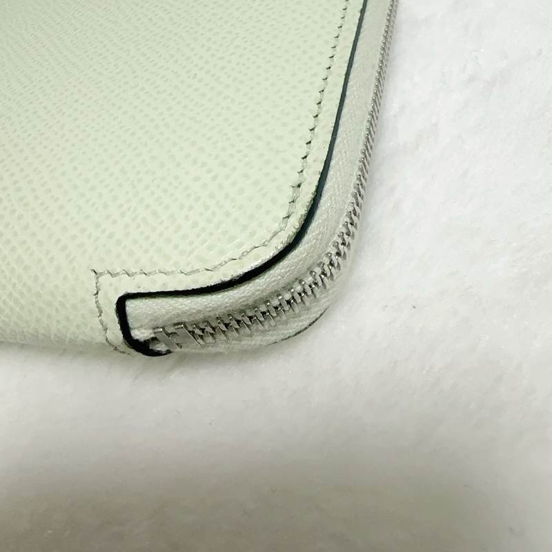 《招財綠 狗來富 好多狗狗》Hermes愛馬仕氣泡綠絲巾長夾 花園狗Silk In Epsom小牛皮拉鏈長夾-42