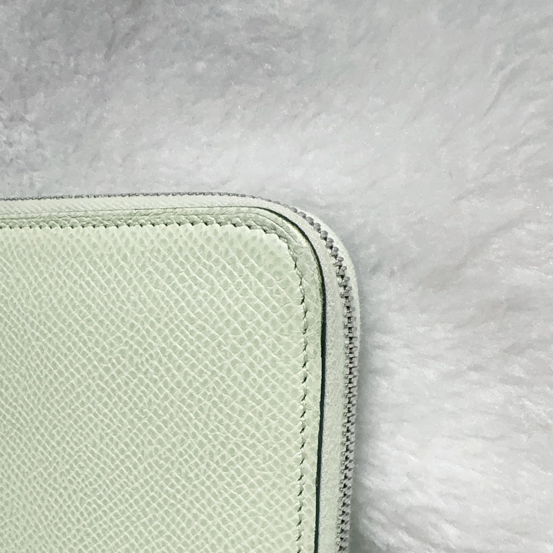 《招財綠 狗來富 好多狗狗》Hermes愛馬仕氣泡綠絲巾長夾 花園狗Silk In Epsom小牛皮拉鏈長夾-43