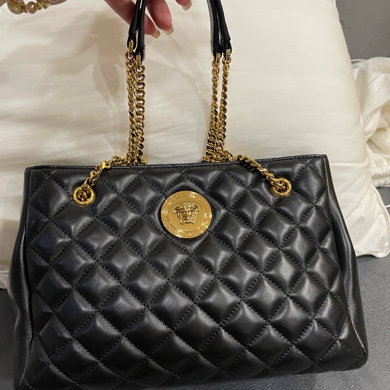 Versace 菱格紋肩背包-0
