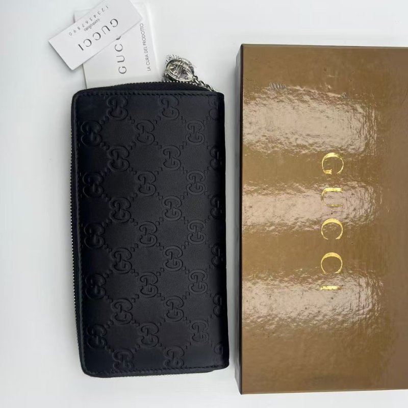 古馳 雙 G 壓紋皮革長款拉鍊錢包-10