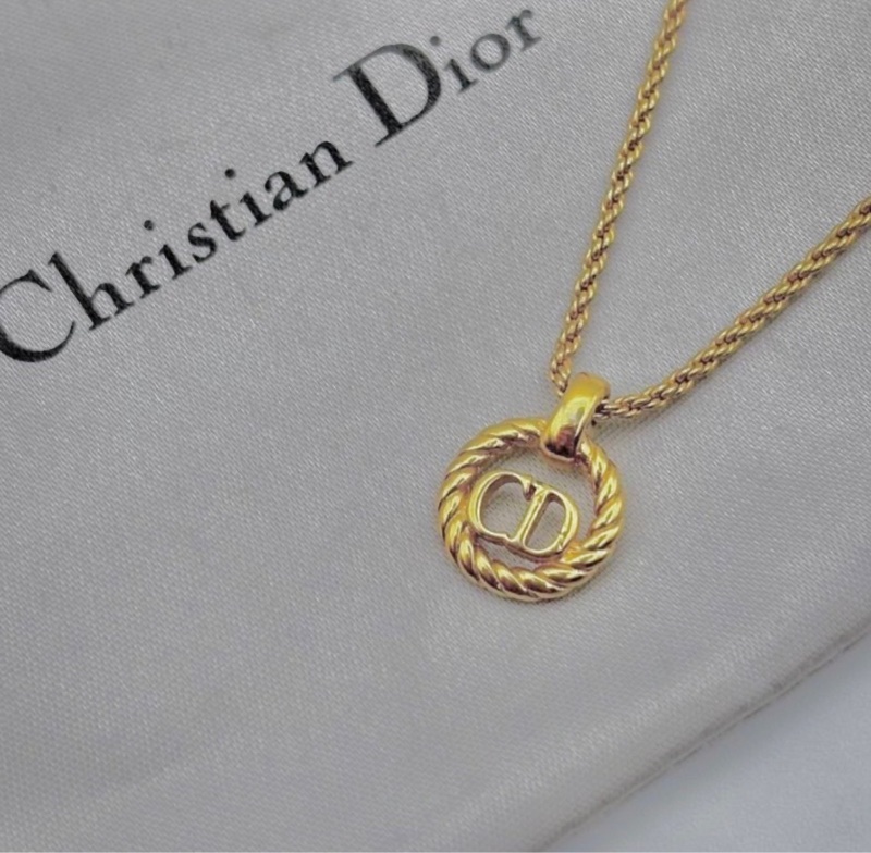 Christian Dior 經典金色CD麻花邊項鍊 極美✨-0