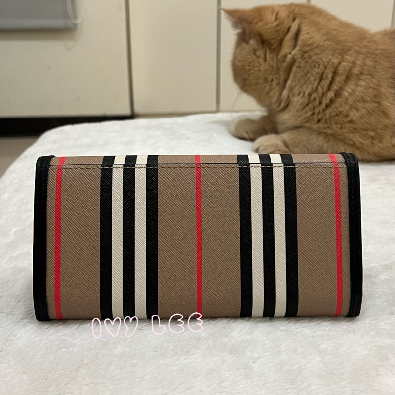 BURBERRY 巴寶莉 80730801 經典格紋帆布翻蓋信封 皮夾 長夾 正品 二手精品-1