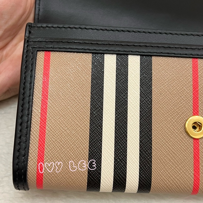 BURBERRY 巴寶莉 80730801 經典格紋帆布翻蓋信封 皮夾 長夾 正品 二手精品-18