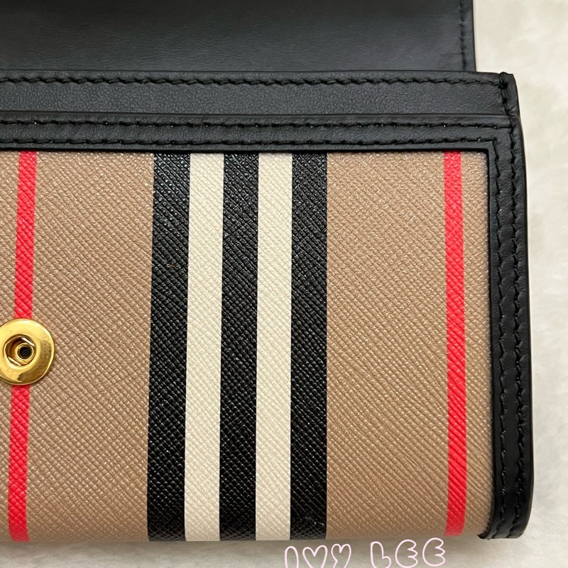 BURBERRY 巴寶莉 80730801 經典格紋帆布翻蓋信封 皮夾 長夾 正品 二手精品-19
