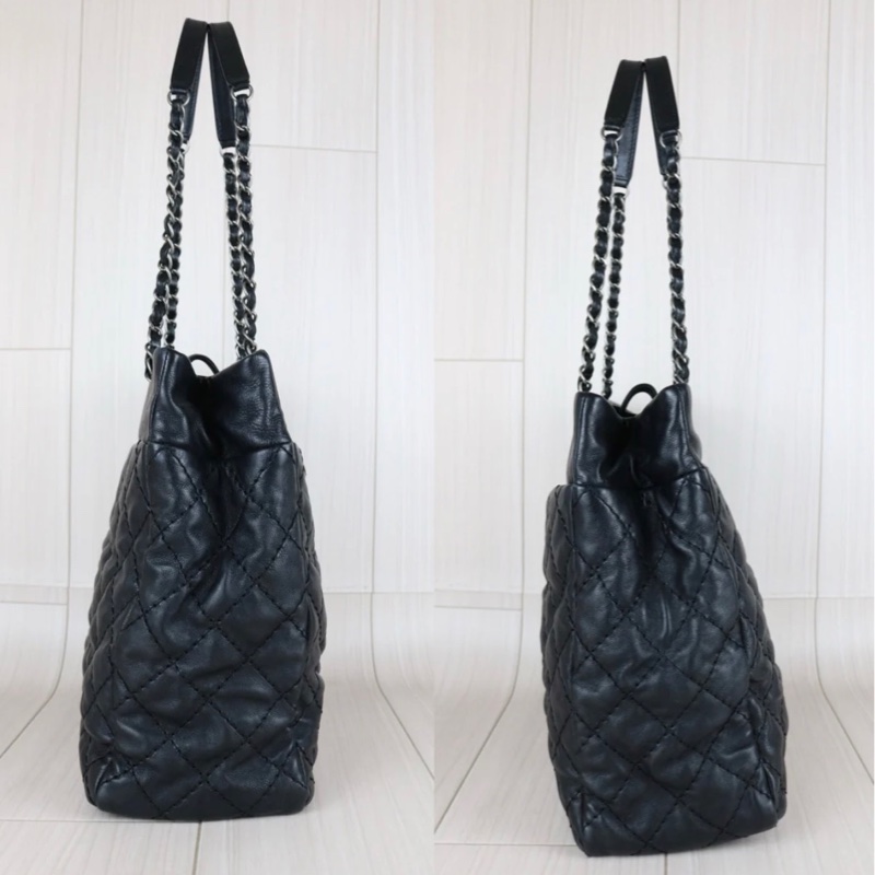 「JL精品代購」 9新 Chanel 香奈兒托特包 黑銀-3
