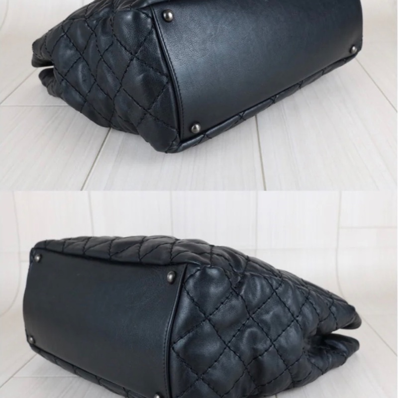 「JL精品代購」 9新 Chanel 香奈兒托特包 黑銀-5