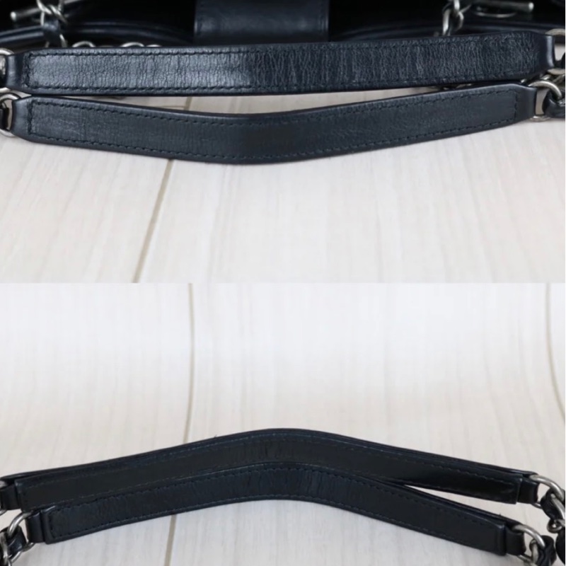 「JL精品代購」 9新 Chanel 香奈兒托特包 黑銀-10