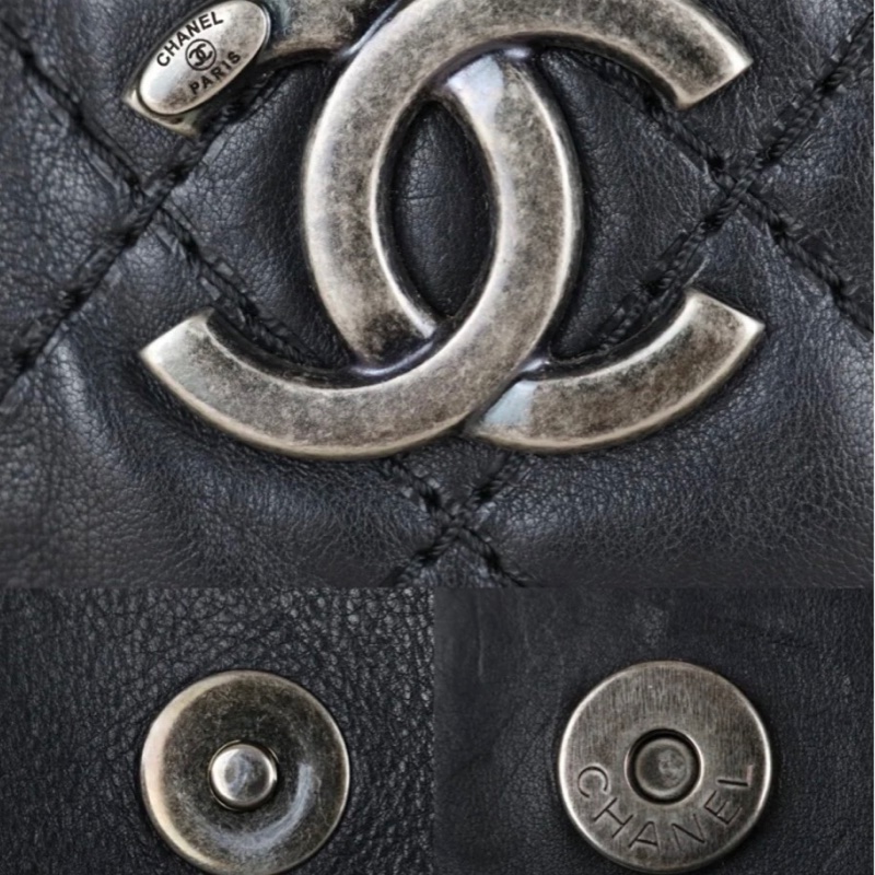 「JL精品代購」 9新 Chanel 香奈兒托特包 黑銀-11
