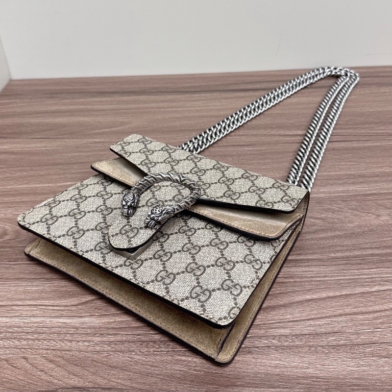 GUCCI 老花小號酒神肩背斜背鏈條包20*15*6 98新配件塵袋-3