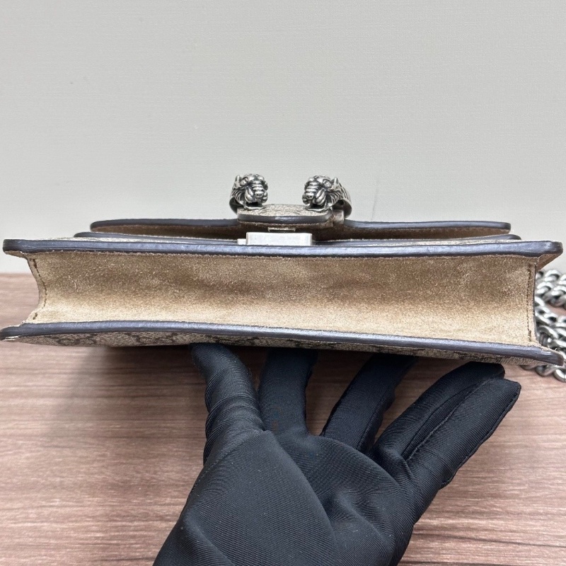 GUCCI 老花小號酒神肩背斜背鏈條包20*15*6 98新配件塵袋-4