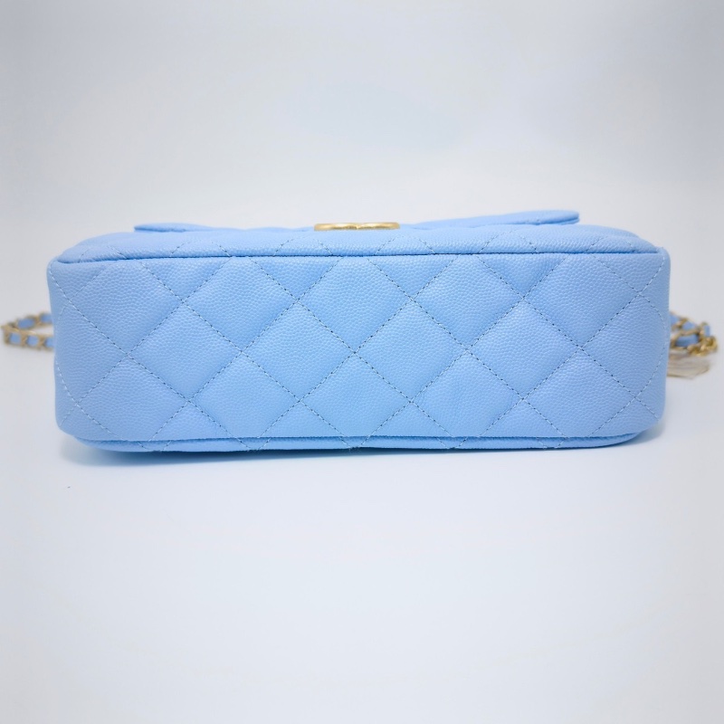 CHANEL 23P天藍色 天貓精靈中號手提肩背包22.5*21.5*7 99新配件塵袋-4