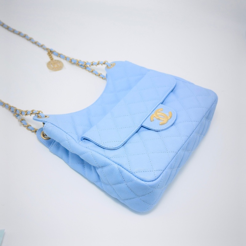 CHANEL 23P天藍色 天貓精靈中號手提肩背包22.5*21.5*7 99新配件塵袋-5