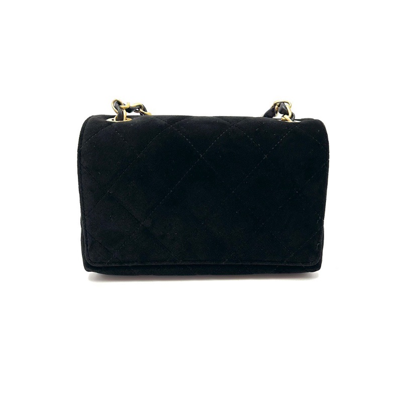CHANEL 21A黑金絲絨鑽扣大mini鏈條肩背斜背包18*11*6 98新配件塵袋-6