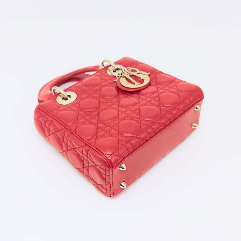 DIOR 紅金四格黛妃手提肩背斜背包20*17*8 98新配件塵袋購證保卡-3