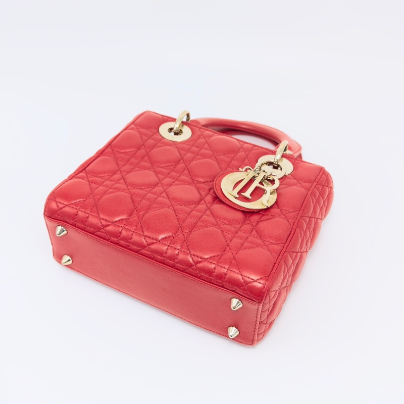 DIOR 紅金四格黛妃手提肩背斜背包20*17*8 98新配件塵袋購證保卡-4