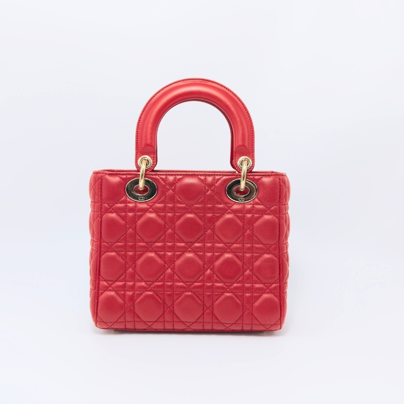 DIOR 紅金四格黛妃手提肩背斜背包20*17*8 98新配件塵袋購證保卡-5