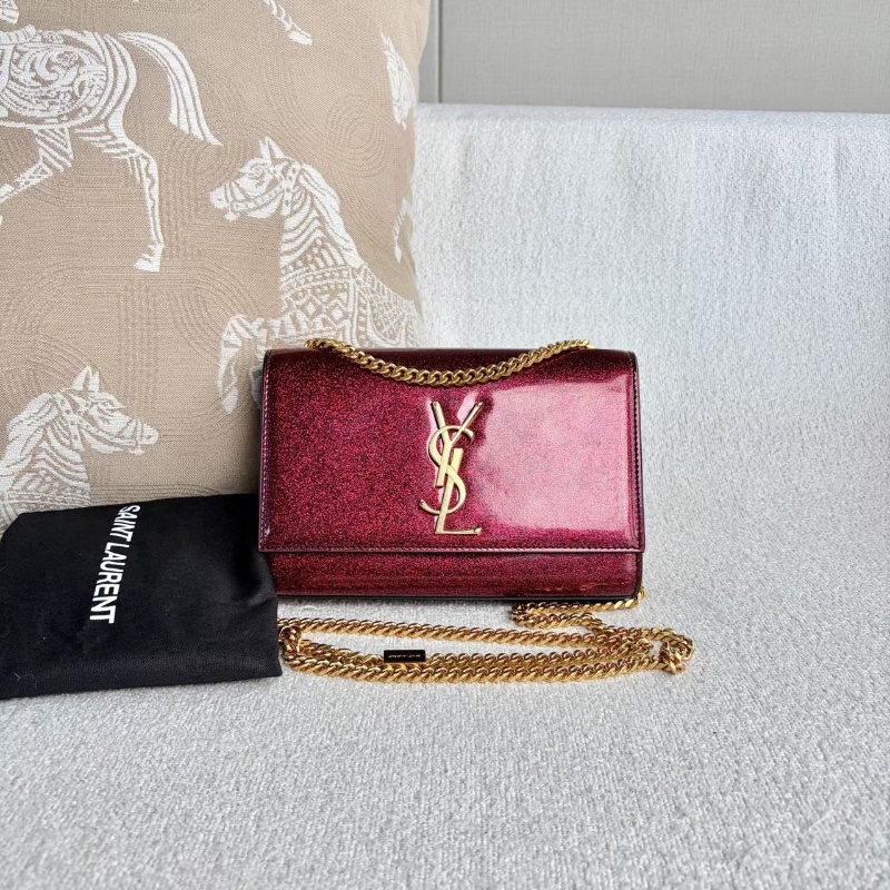 YSL 漆皮亮紅色Kate小號 20*13.5*5 98新配件塵袋-0