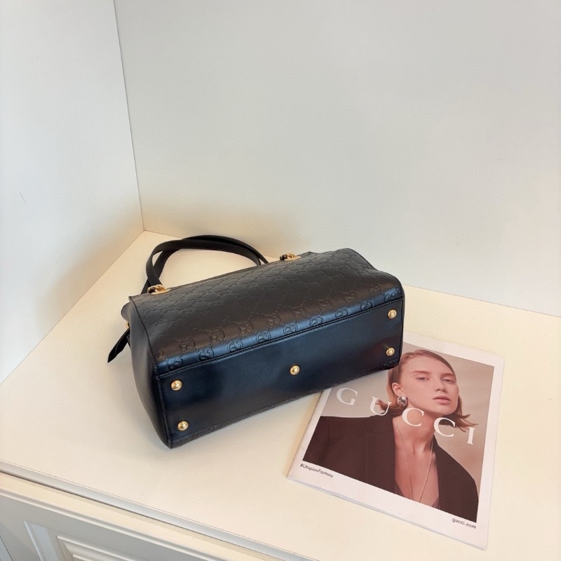 Gucci 黑銀全皮gg壓花鏈條托特包 30*24*13 98新配件塵袋-4