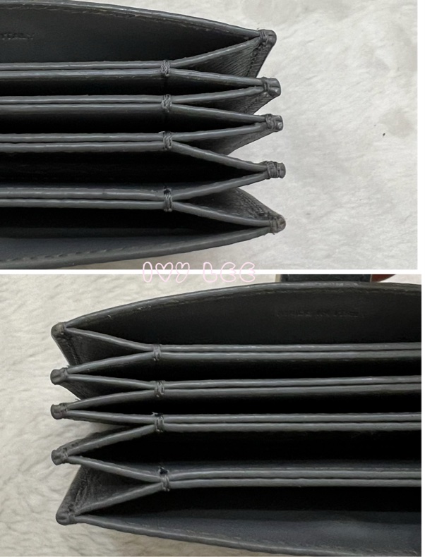 Celine 灰色米白 扣式卡包 5夾層 風琴式 正品 二手精品-14