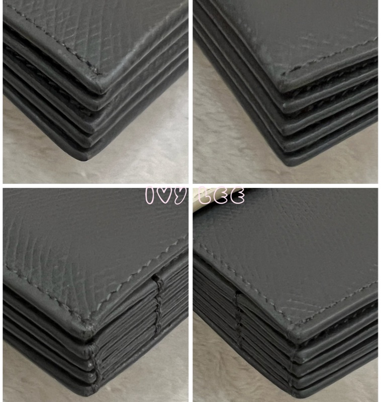 Celine 灰色米白 扣式卡包 5夾層 風琴式 正品 二手精品-15