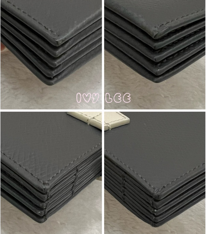 Celine 灰色米白 扣式卡包 5夾層 風琴式 正品 二手精品-16