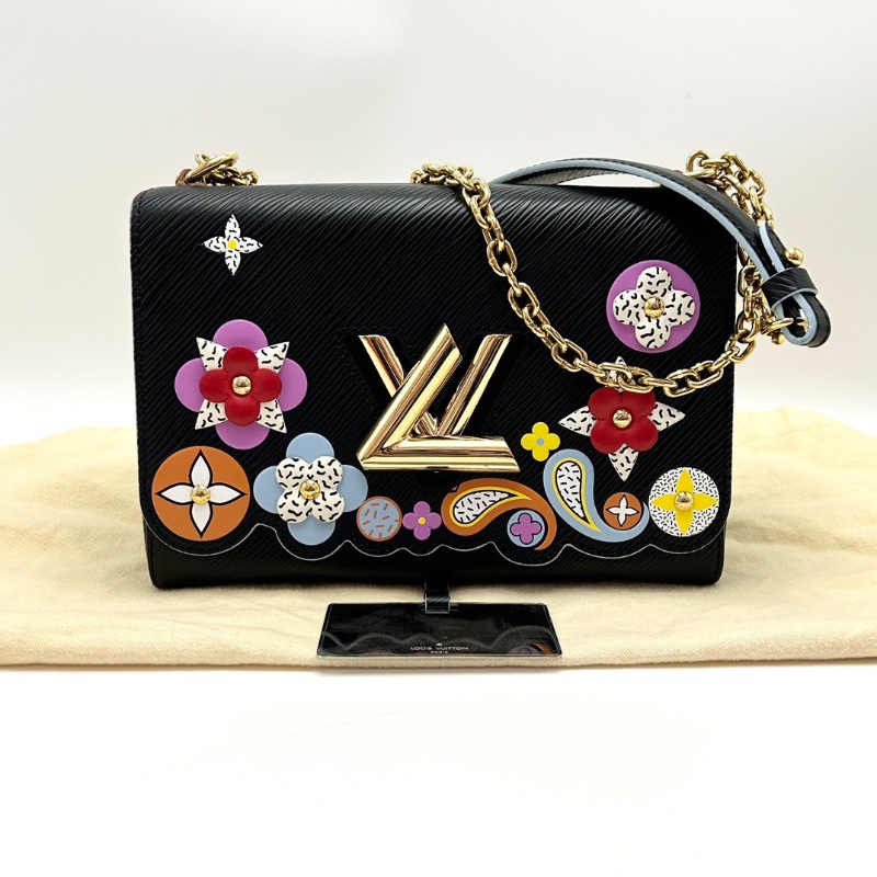 LV twist限量款花卉黑金水波紋手提肩背斜背包23*16*10 98新配件塵袋鏡子-1