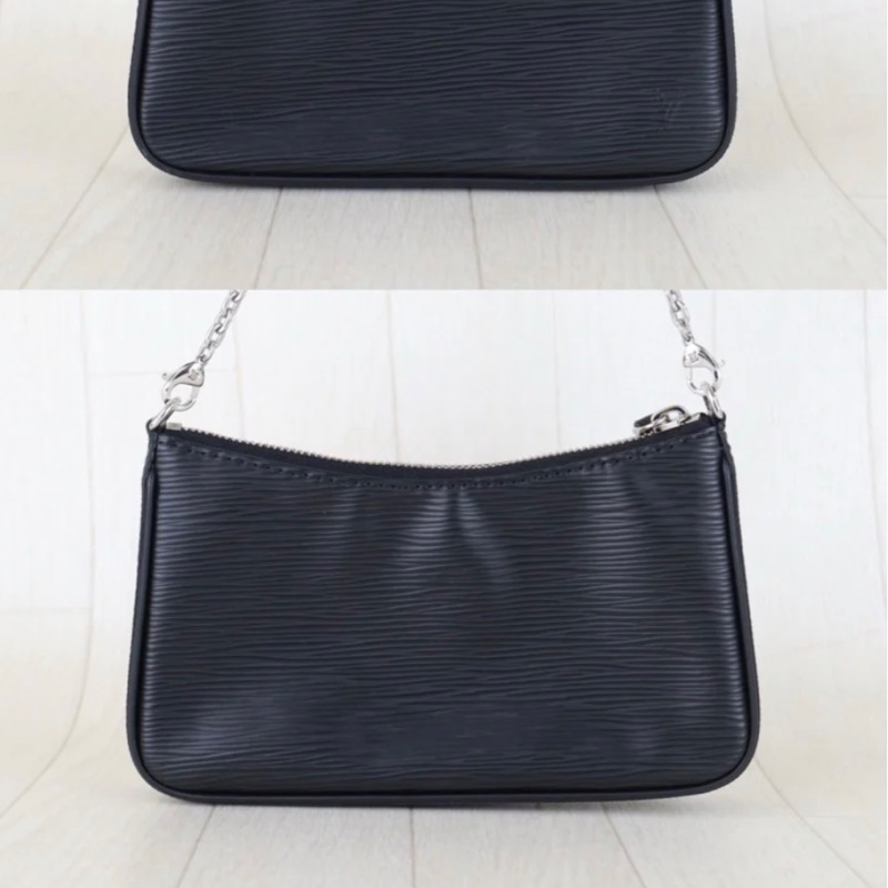 「JL精品代購」 9新 LV全黑水波纹腋下包 (附寬肩帶)-2