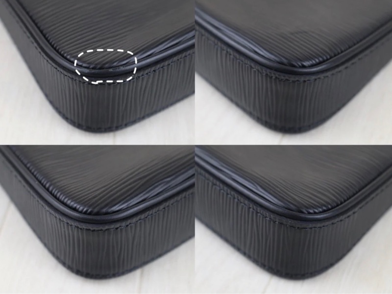 「JL精品代購」 9新 LV全黑水波纹腋下包 (附寬肩帶)-5