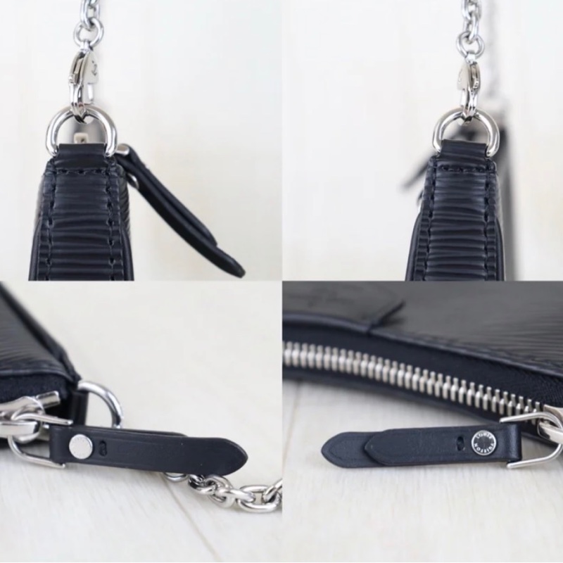 「JL精品代購」 9新 LV全黑水波纹腋下包 (附寬肩帶)-6