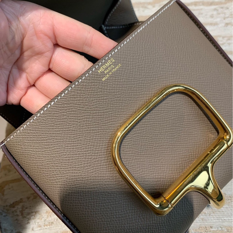 🌈Hermes🧡Mini Della🧡大象灰金扣🌟98新🌟Epsom皮🌟愛馬仕🌟-1