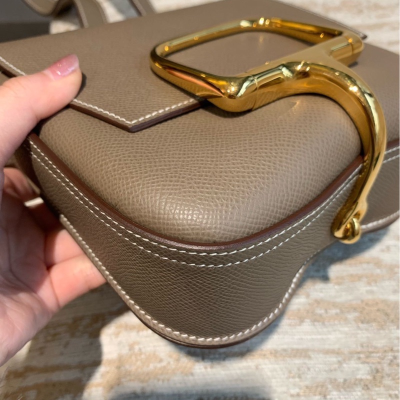 🌈Hermes🧡Mini Della🧡大象灰金扣🌟98新🌟Epsom皮🌟愛馬仕🌟-3