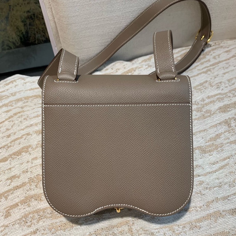 🌈Hermes🧡Mini Della🧡大象灰金扣🌟98新🌟Epsom皮🌟愛馬仕🌟-9